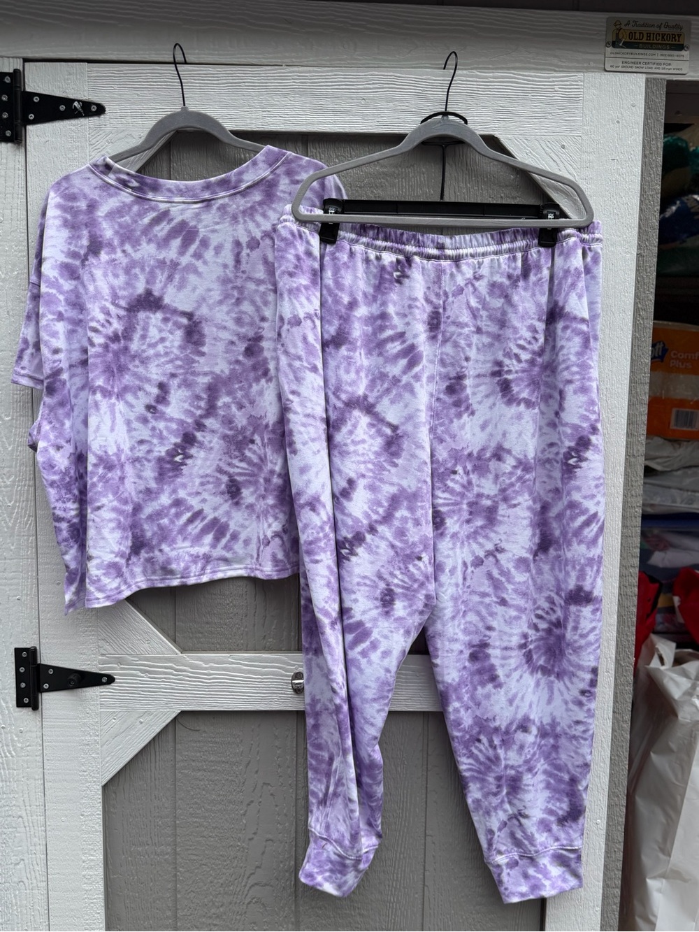 Ladies Purple Tie-Dye Pajama Set - Short Sleeve Top & Jogger Pants - Picture 6 of 6
